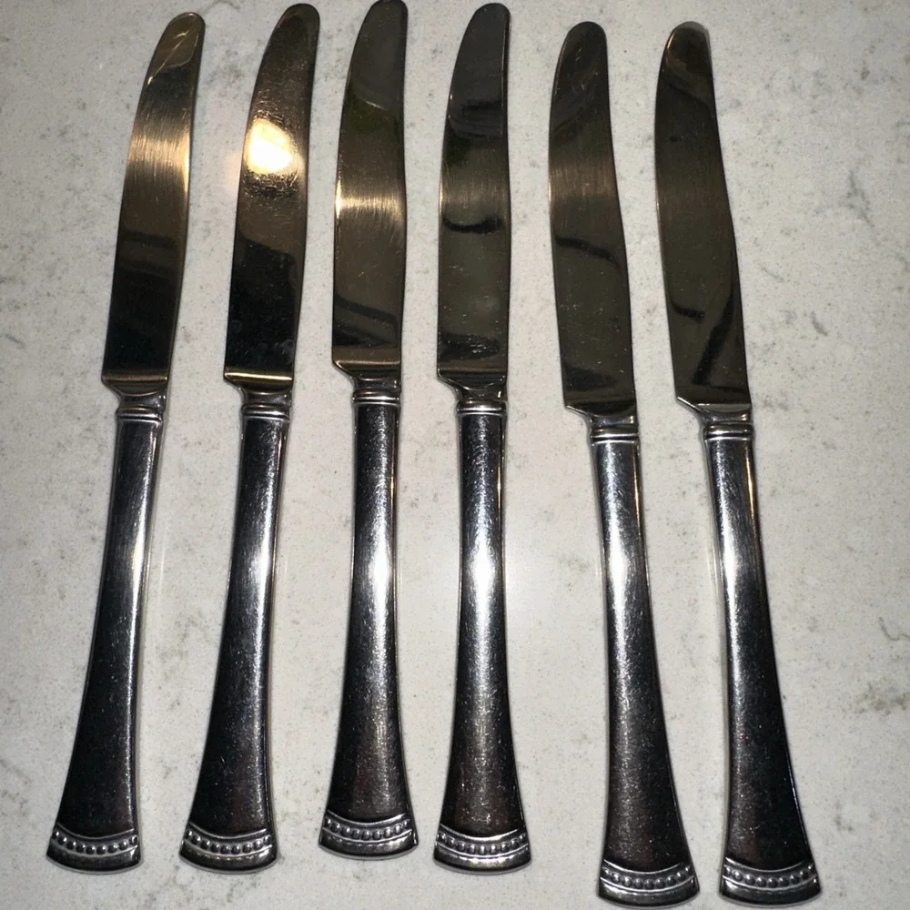 Lenox Portola Butter Knives Set of 6 Glossy 18/10 Stainless Flatware Preowned